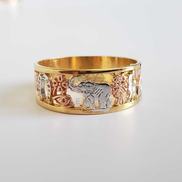 18K Gold Plated Handmade Lucky Symbols Ring - Picture 1 of 7